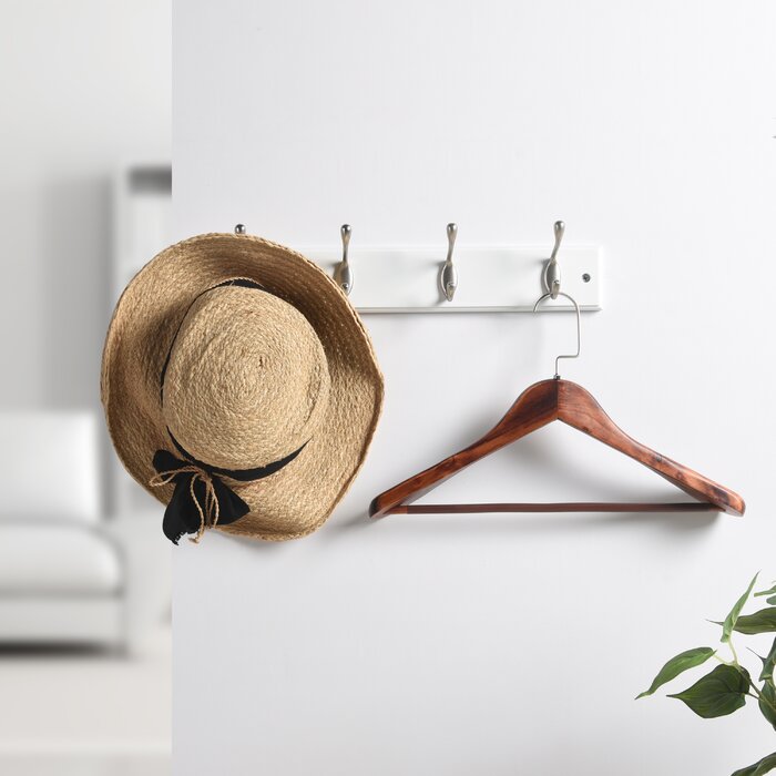 17-5/7 in. L Hat & Coat 4 Hooks on Black Hook Rail