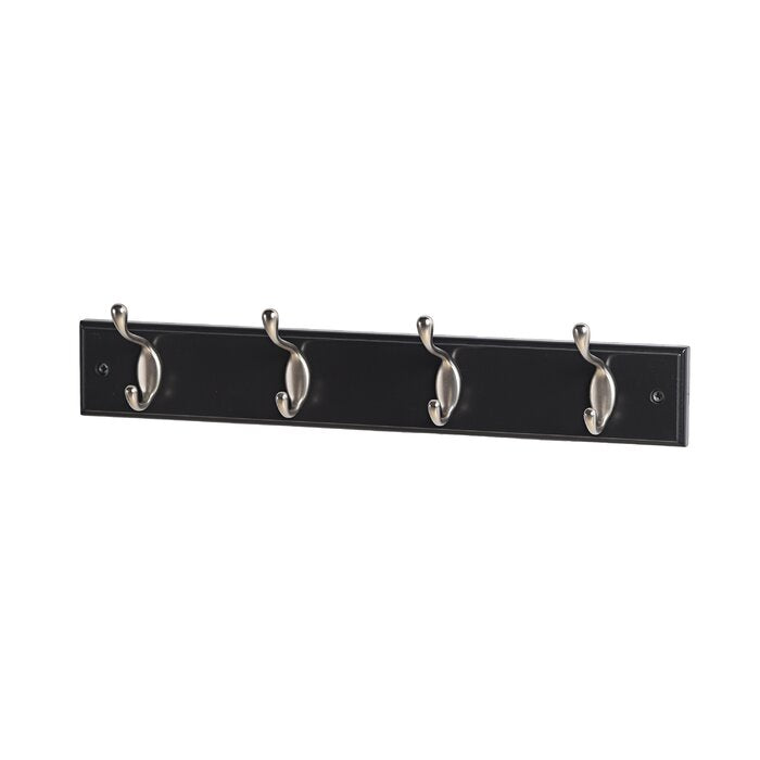 17-5/7 in. L Hat & Coat 4 Hooks on Black Hook Rail