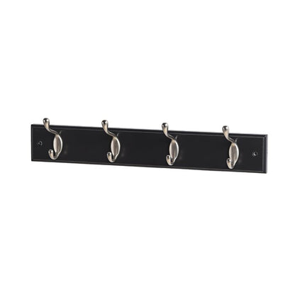 17-5/7 in. L Hat & Coat 4 Hooks on Black Hook Rail