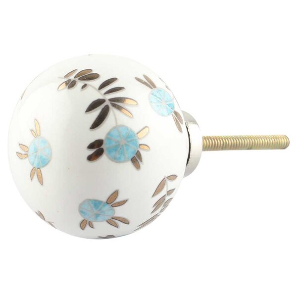 Mascot Hardware Ceramic Ball 1-1/2 in. White & Gold Drawer Cabinet Knob