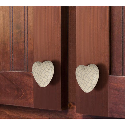 Mascot Hardware Crackled Heart 1-37/50 in. White Cabinet Knob (Pack of 10)