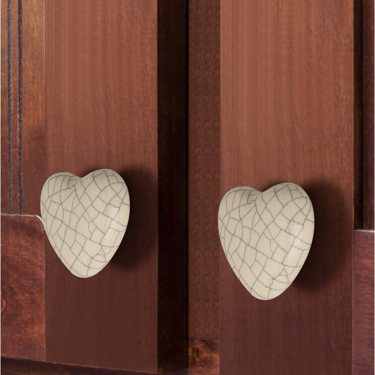 Mascot Hardware Crackled Heart 1-37/50 in. White Cabinet Knob (Pack of 10)