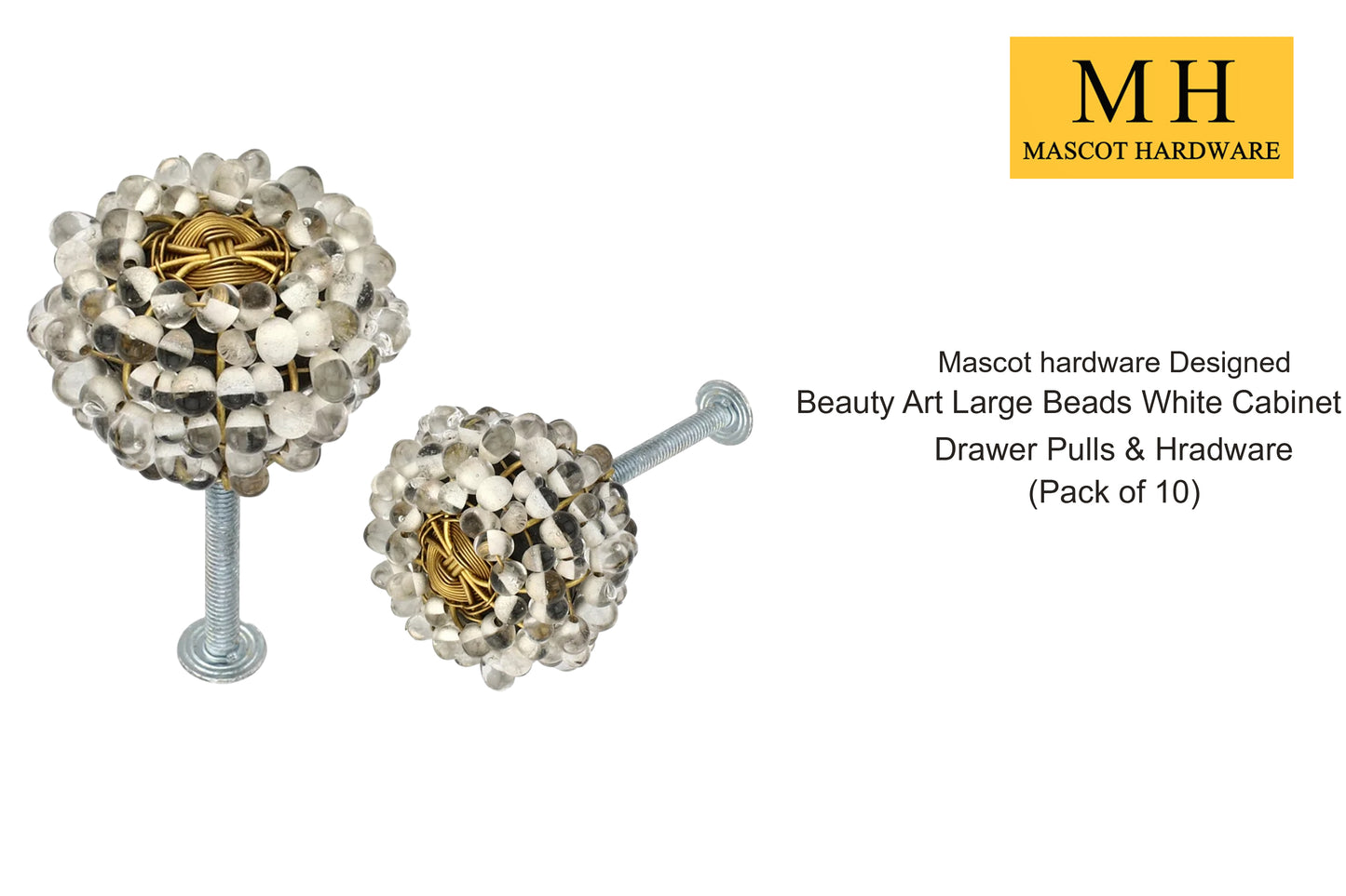 Mascot Hardware Beauty Art 1-3/8 in. Large Beads White Cabinet Knob