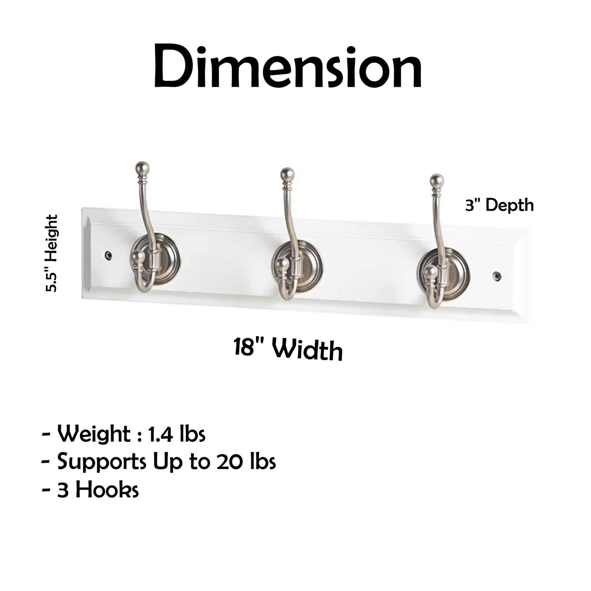 18'' Wide 3 - Hook Wall Mounted Coat Rack in White/Satin Nickel ...