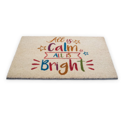 All is Calm All is Bright Non Slip Coir Mat 28 in. x 18 in. Indoor and Outdoor Doormat
