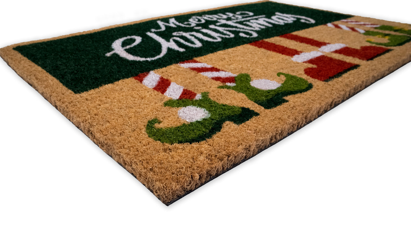 Merry Christmas Non-Slip 28 in. x 18 in. Front Door Mat Indoor and Outdoor Doormat