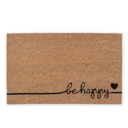 Be Happy Natural Coir Doormat with Non-Slip 28 in. x 18 in. Outdoor/Indoor