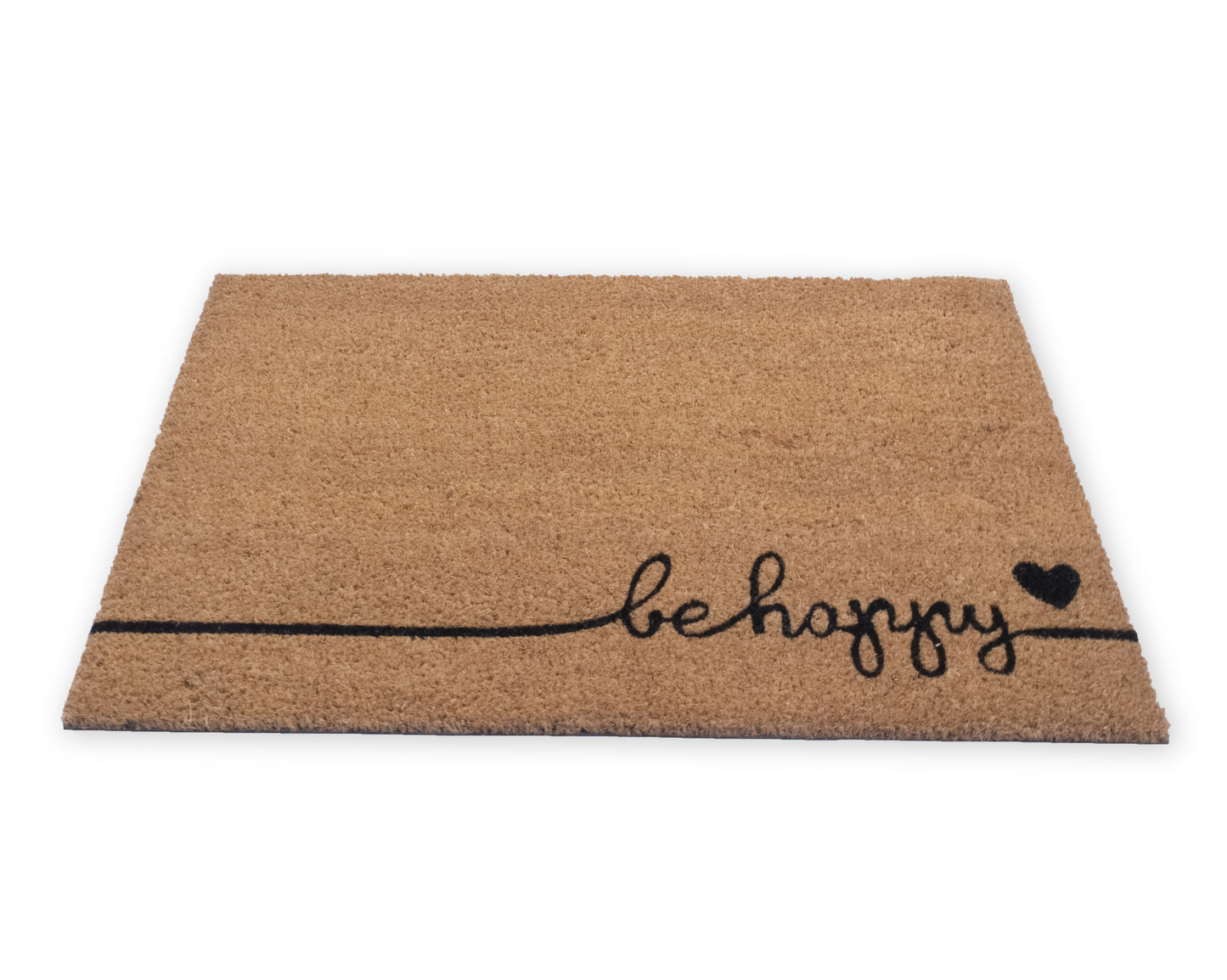 Be Happy Natural Coir Doormat with Non-Slip 28 in. x 18 in. Outdoor/Indoor