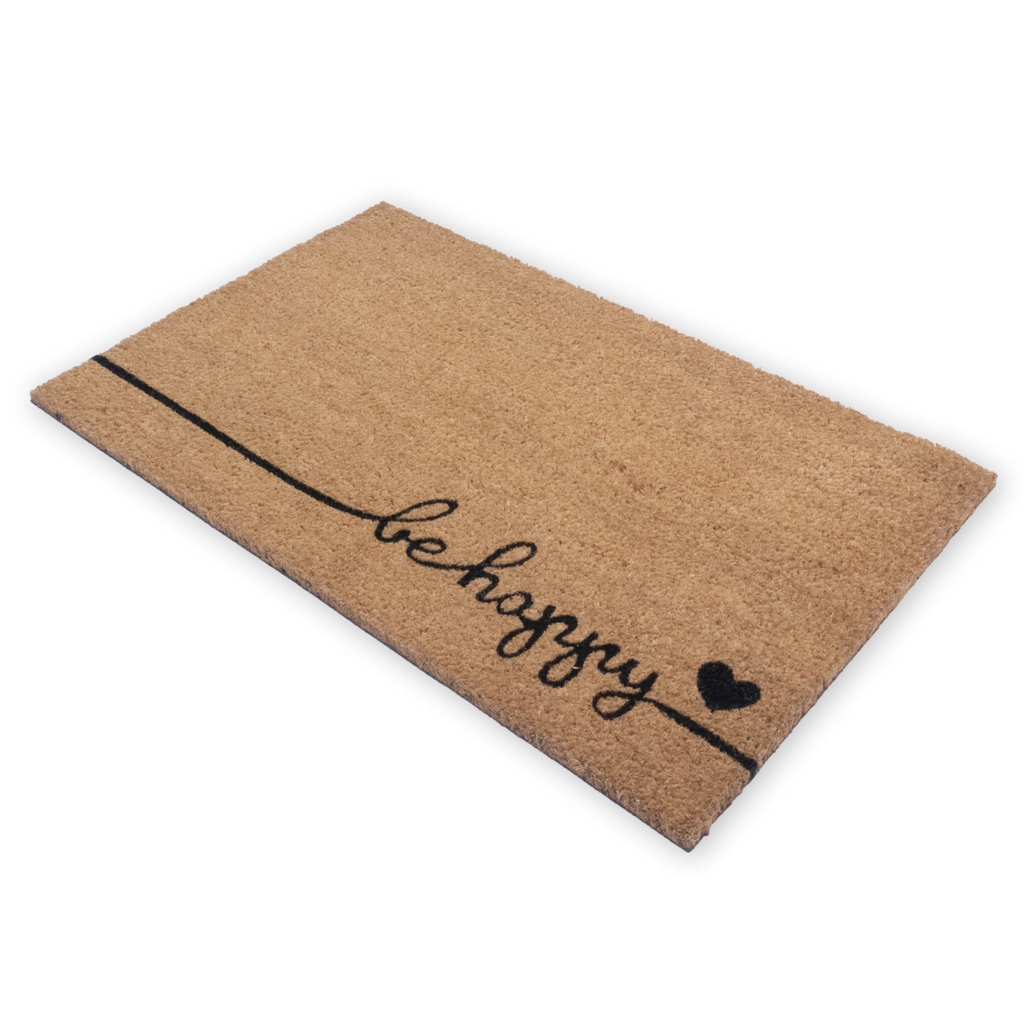 Be Happy Natural Coir Doormat with Non-Slip 28 in. x 18 in. Outdoor/Indoor