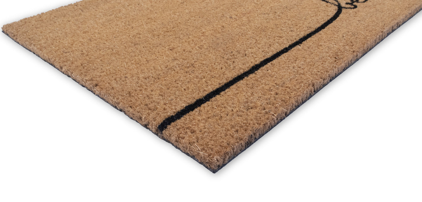 Be Happy Natural Coir Doormat with Non-Slip 28 in. x 18 in. Outdoor/Indoor