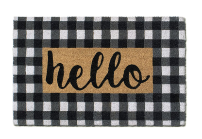 Hello Collection Natural Coir 28 in. x 18 in. Non Slip Indoor and Outdoor