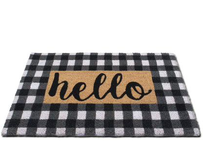 Hello Collection Natural Coir 28 in. x 18 in. Non Slip Indoor and Outdoor