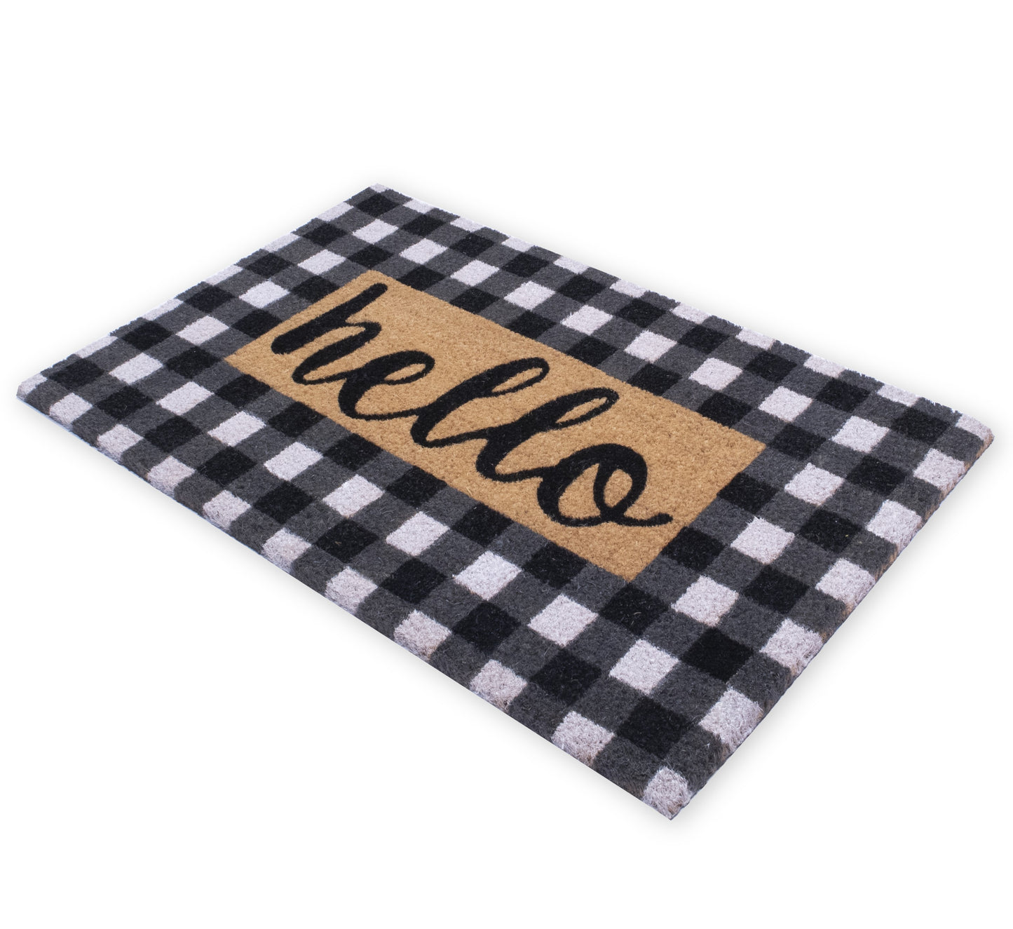 Hello Collection Natural Coir 28 in. x 18 in. Non Slip Indoor and Outdoor