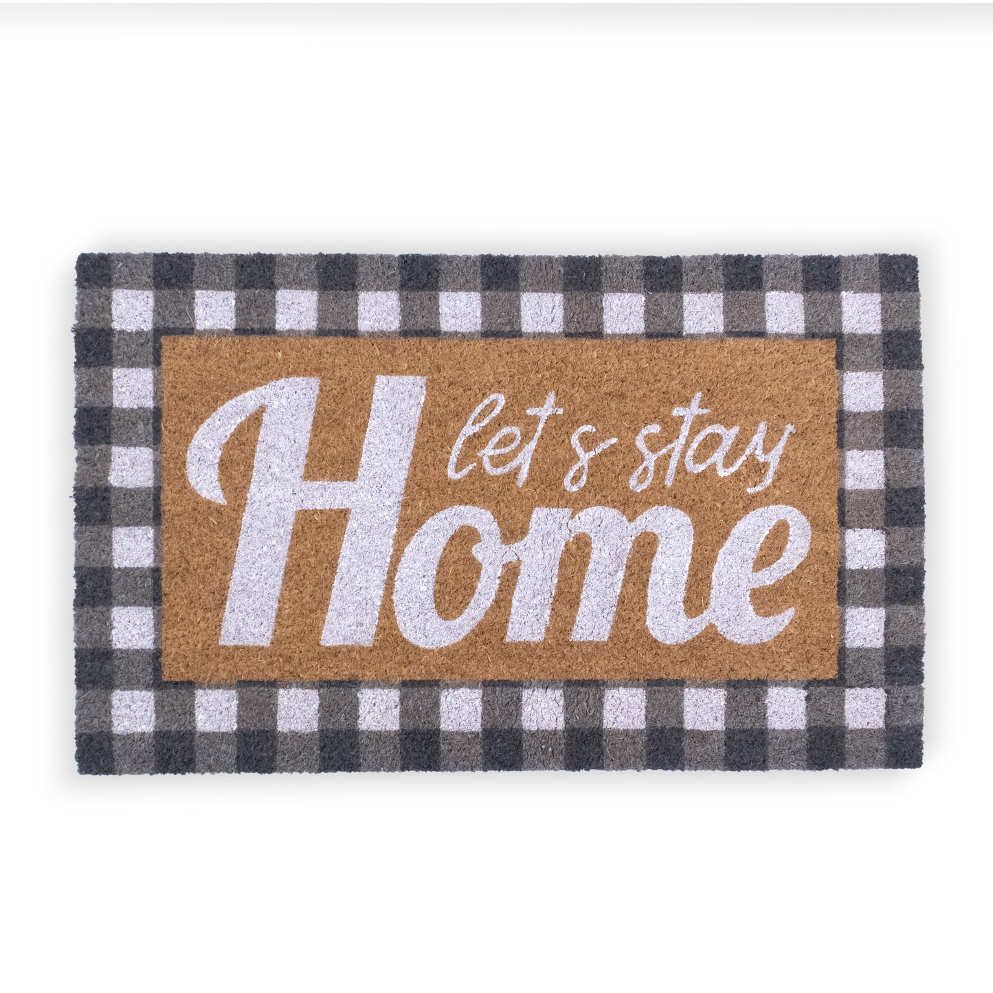 Let's Stay Home Natural Coir Non Slip 28 in. x 18 in. Indoor and Outdoor Doormat