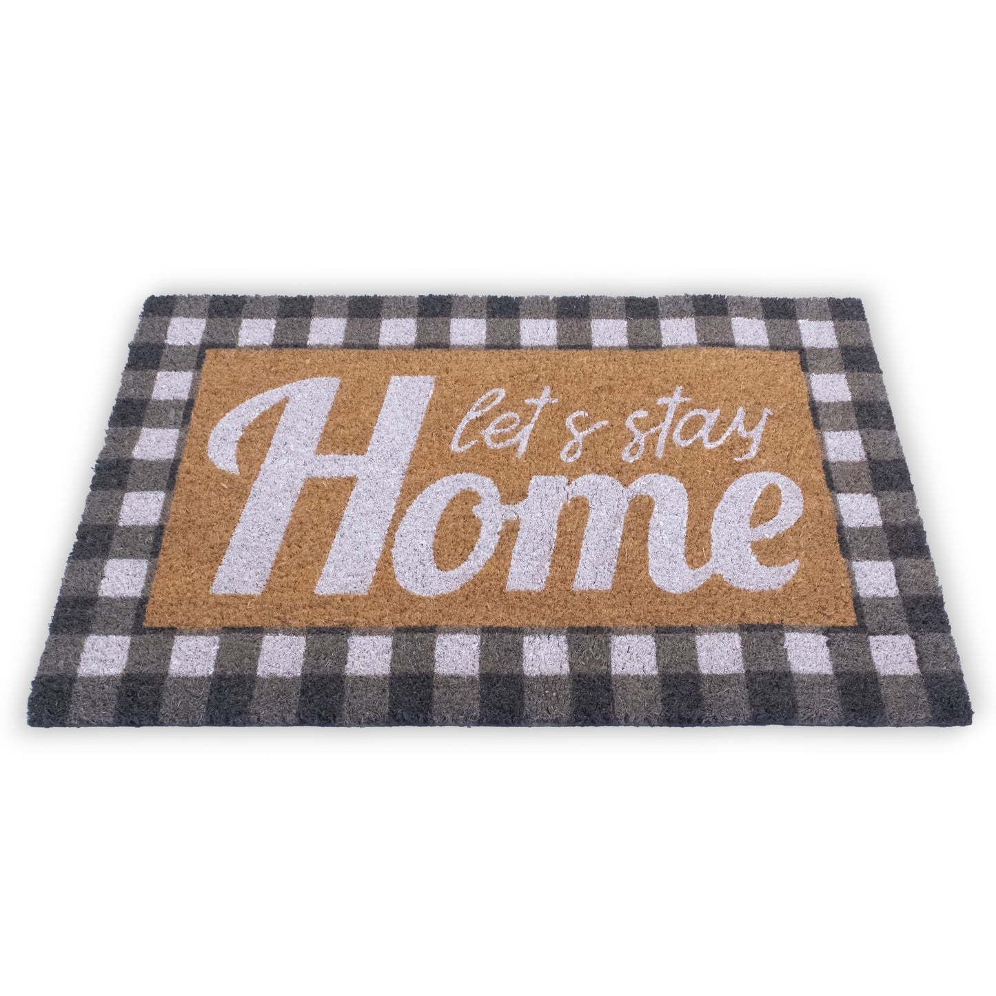 Let's Stay Home Natural Coir Non Slip 28 in. x 18 in. Indoor and Outdoor Doormat