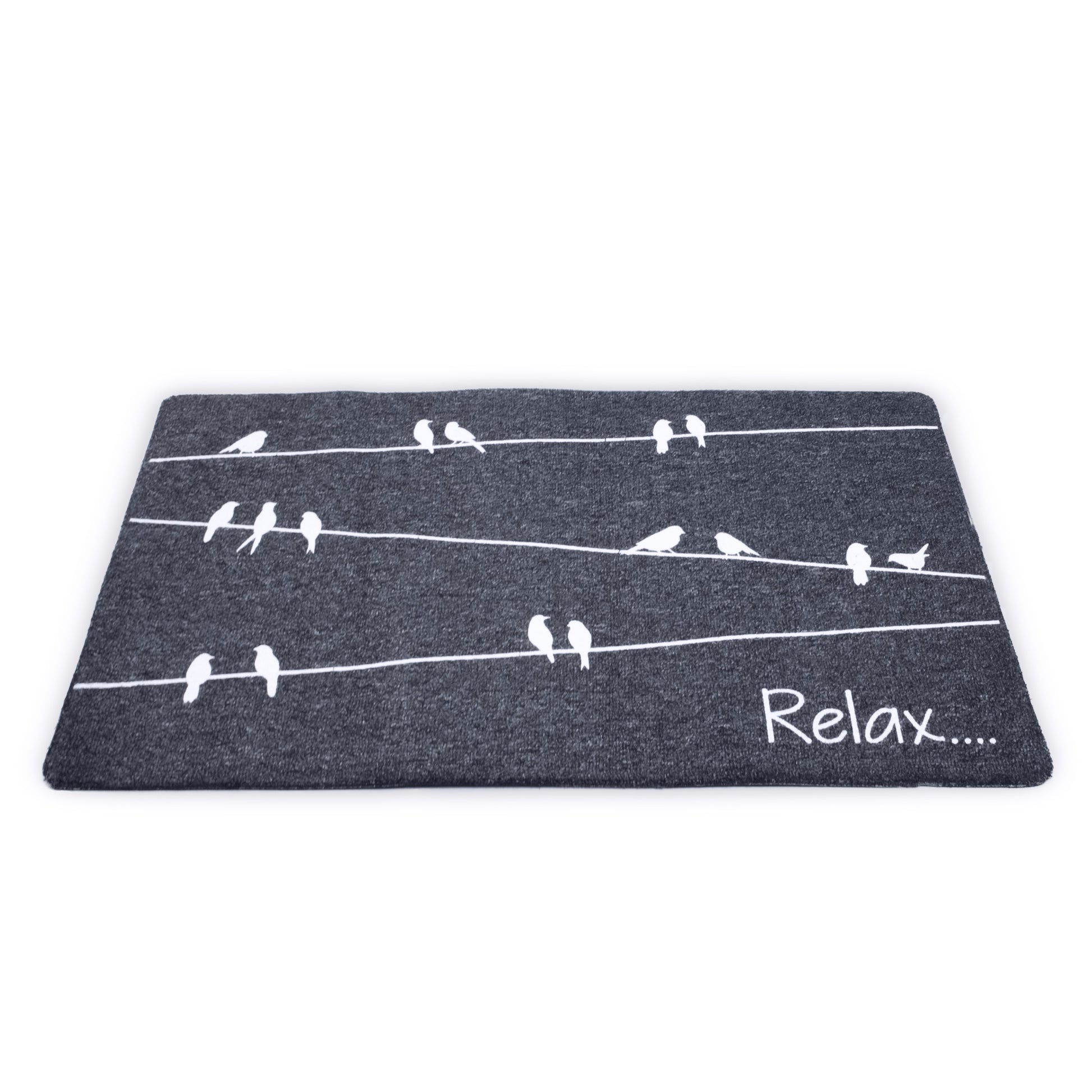 Mascot Hardware Relax Letter Printed Non-Slip Doormats for Indoor and Outdoor, Grey