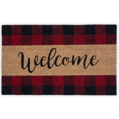 Welcome " Front Doormat With Non Slip Rubber ,Red/Black Outdoor mat
