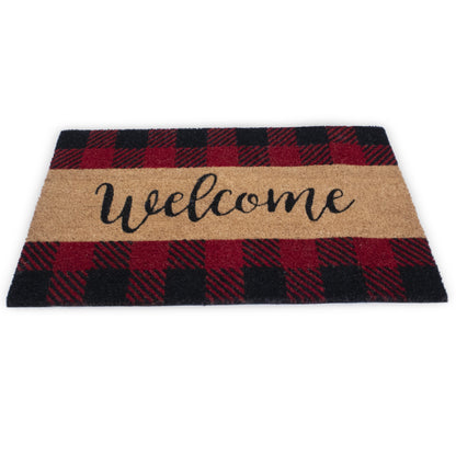 Welcome " Front Doormat With Non Slip Rubber ,Red/Black Outdoor mat