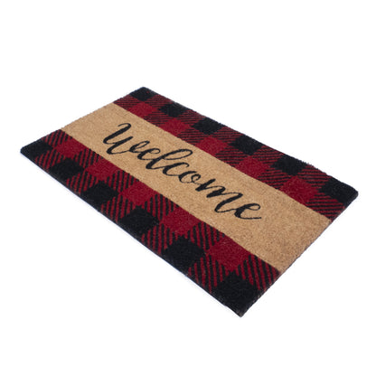 Welcome " Front Doormat With Non Slip Rubber ,Red/Black Outdoor mat