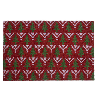 Christmas Tree Collection 28 in. x 18 in. Anti Slip Indoor and Outdoor Coir Mat