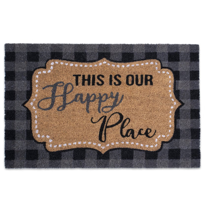 Happy Place Non Slip 28 in. x 18 in. Indoor and Outdoor Coir Mat