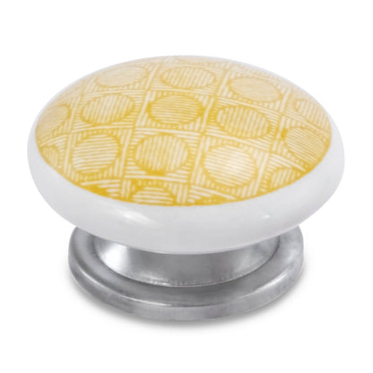 Mascot Hardware Circle Checkered 1-3/5 in. Yellow Cabinet Knob