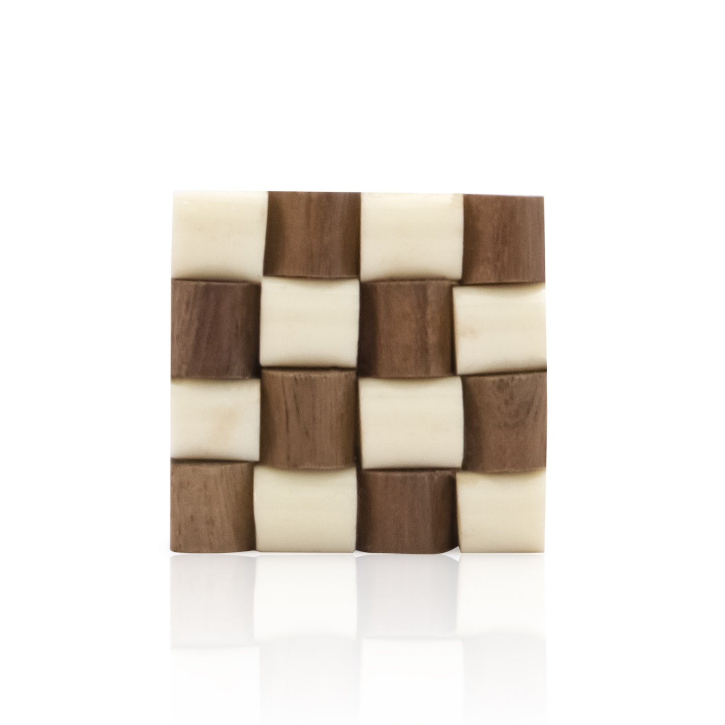 Mascot Hardware Fusion Checkered 1-1/3 in. (34mm) Cream & Brown Drawer Cabinet Knob