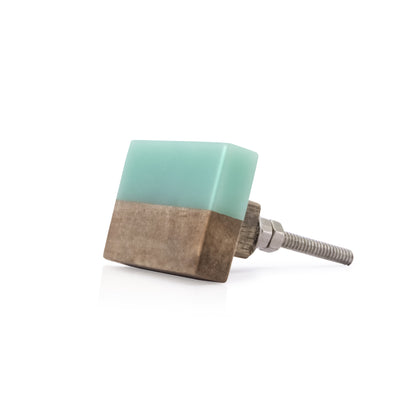 Mascot Hardware Frosted Straight Timber 2 in. Turquoise Resin Drawer Cabinet Knob