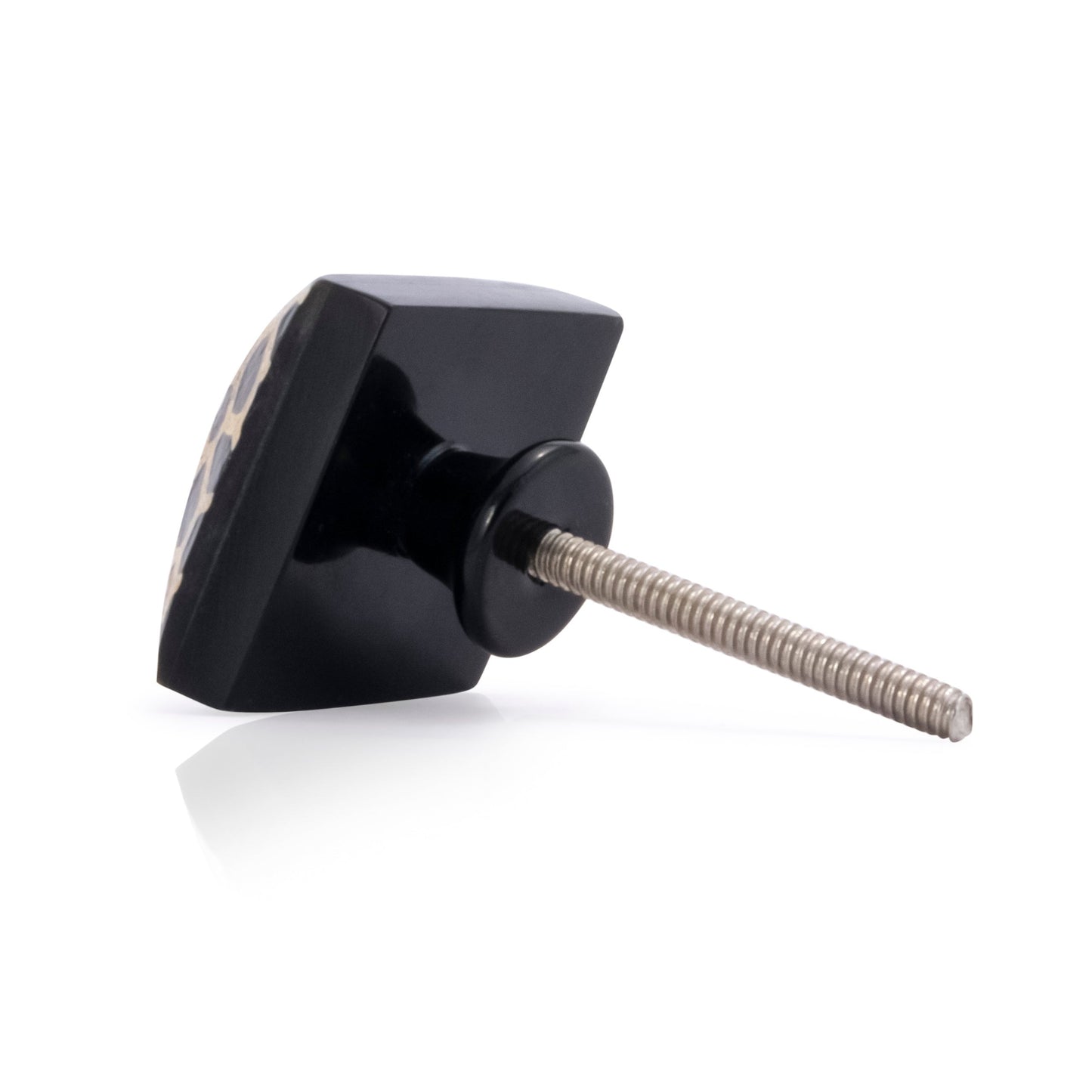 Mascot Hardware Stone Pattern Pyramid 1-3/8 in. Black on Distressed Yellow Cabinet Knob
