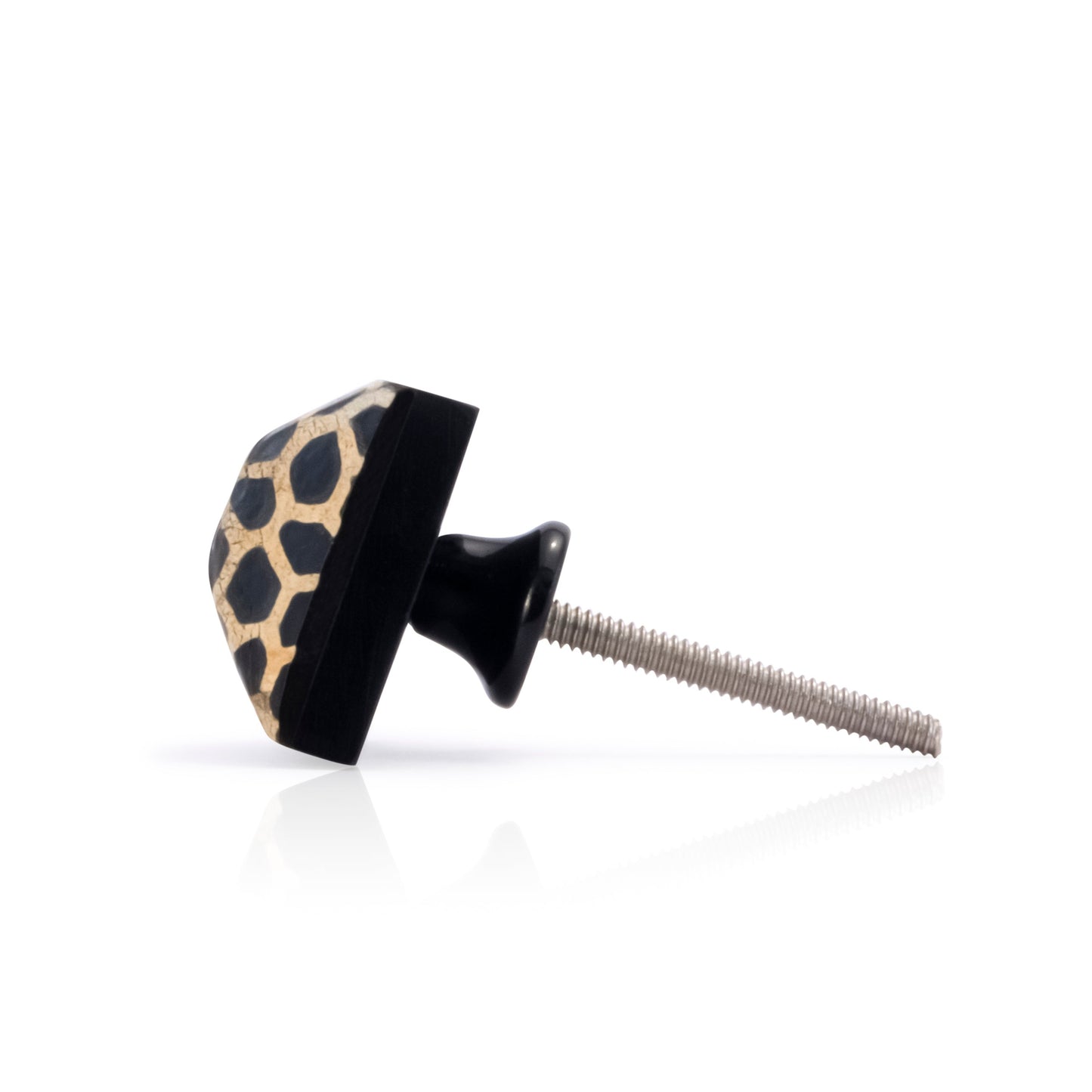 Mascot Hardware Stone Pattern Pyramid 1-3/8 in. Black on Distressed Yellow Cabinet Knob