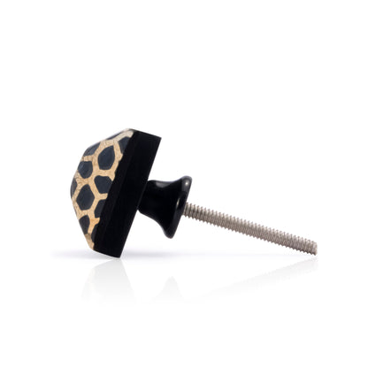 Mascot Hardware Stone Pattern Pyramid 1-3/8 in. Black on Distressed Yellow Cabinet Knob