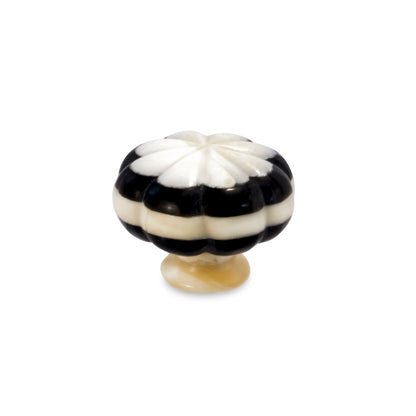 Mascot Hardware Melon Shaped 1-1/2 in. (38mm) Black & Cream Resin Cabinet Knob