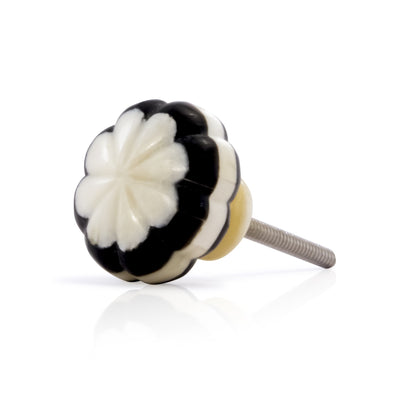 Mascot Hardware Melon Shaped 1-1/2 in. (38mm) Black & Cream Resin Cabinet Knob