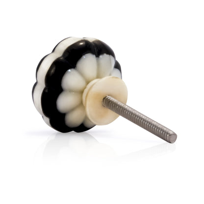 Mascot Hardware Melon Shaped 1-1/2 in. (38mm) Black & Cream Resin Cabinet Knob