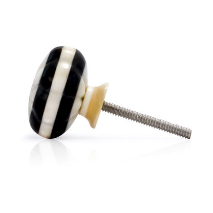 Mascot Hardware Melon Shaped 1-1/2 in. (38mm) Black & Cream Resin Cabinet Knob