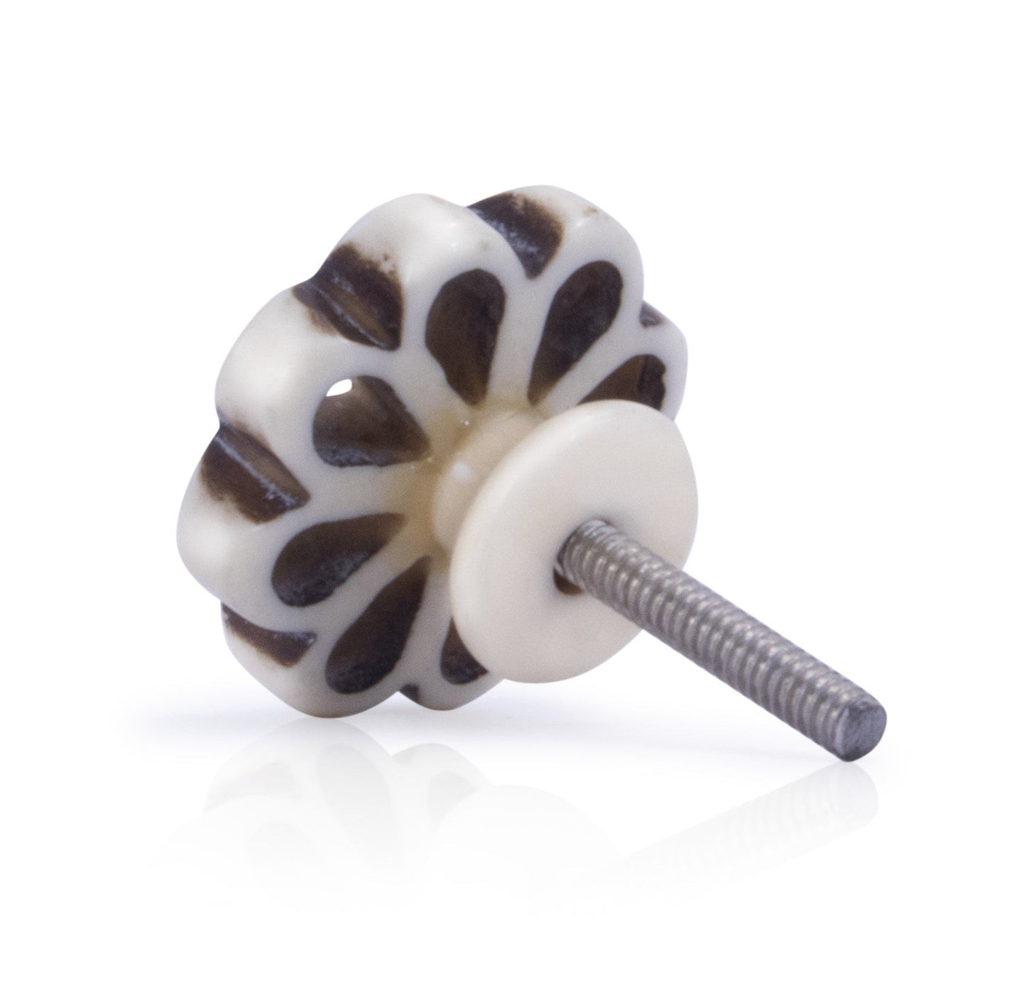 Mascot Hardware Hand Crafted Resin 1-3/8 in. Cream & Black Cabinet Knob