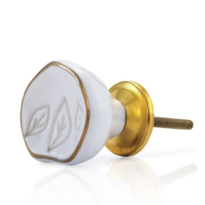 Mascot Hardware Tropical Leaves 1-2/3 in. White Cabinet Knob (Pack of 10)