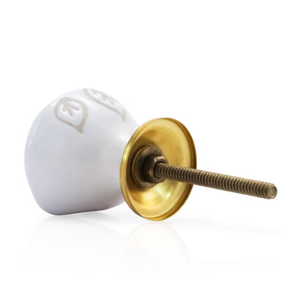 Mascot Hardware Tropical Leaves 1-2/3 in. White Cabinet Knob (Pack of 10)
