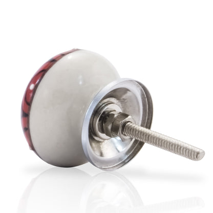 Mascot Hardware Art 1-3/5 in. (40mm) Red & Cream Drawer Cabinet Knob