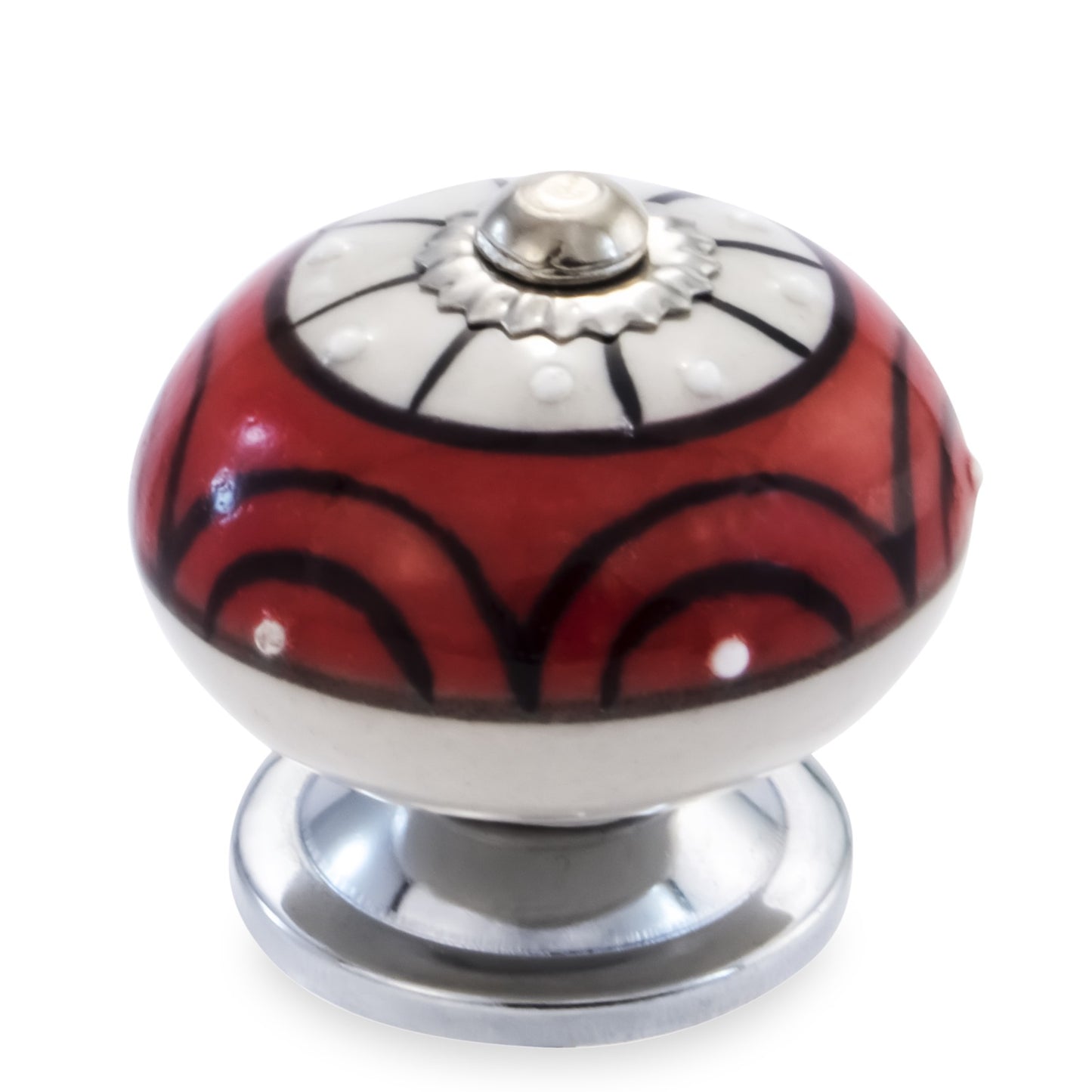 Mascot Hardware Art 1-3/5 in. (40mm) Red & Cream Drawer Cabinet Knob