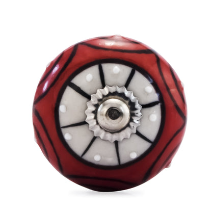 Mascot Hardware Art 1-3/5 in. (40mm) Red & Cream Drawer Cabinet Knob