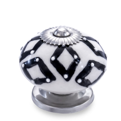 Mascot Hardware Diamond  1-3/5 in. (40mm)  Black & White Drawer Cabinet Knob
