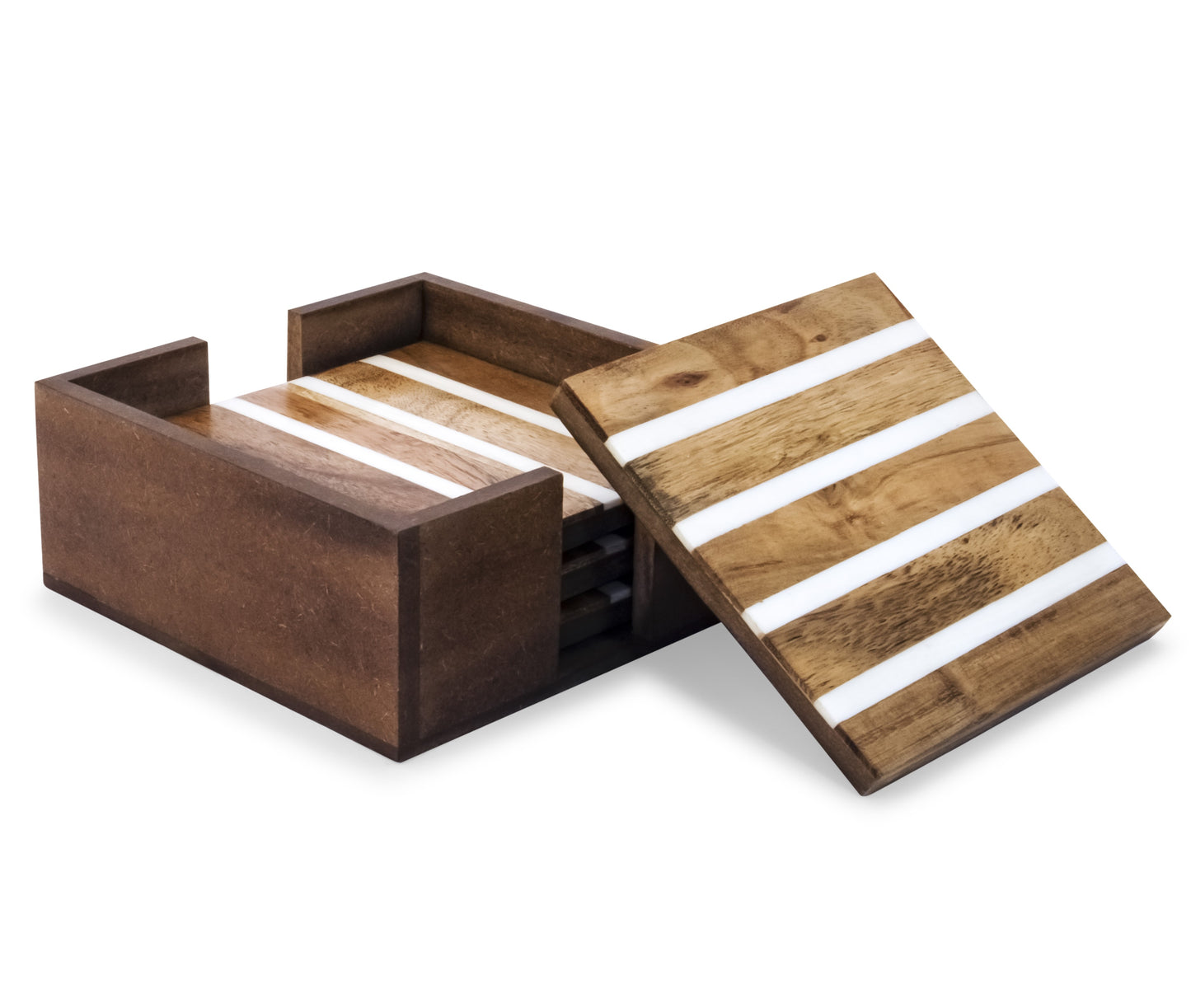 Mascot Hardware Beautiful Square Diagonal Wood Coaster (Set of 4)