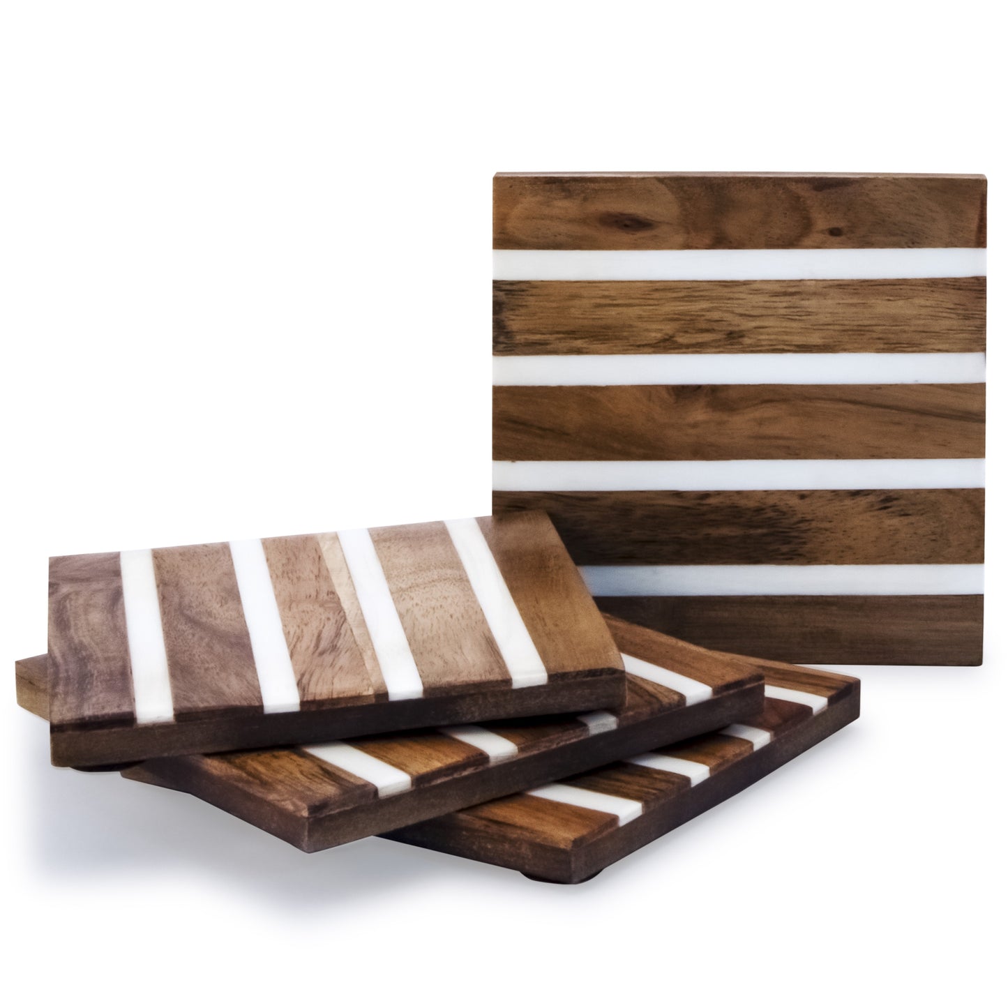 Mascot Hardware Beautiful Square Diagonal Wood Coaster (Set of 4)