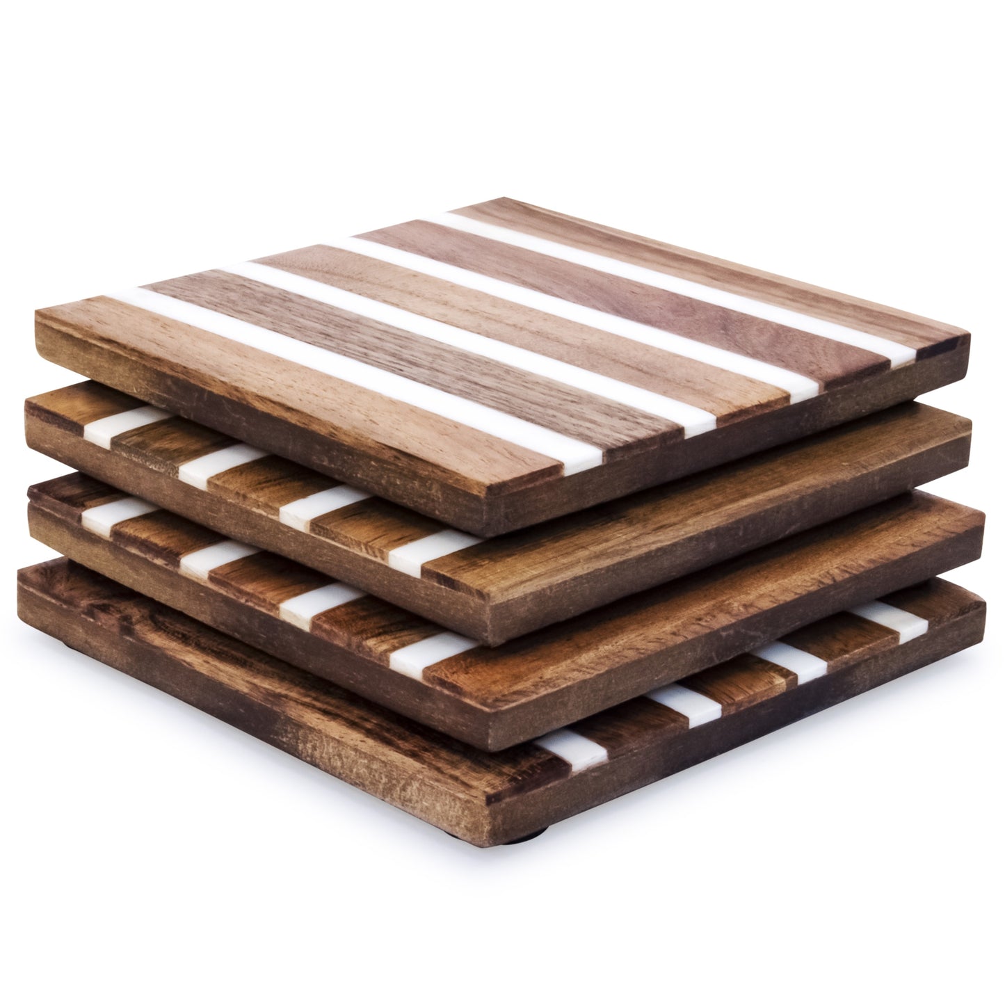 Mascot Hardware Beautiful Square Diagonal Wood Coaster (Set of 4)