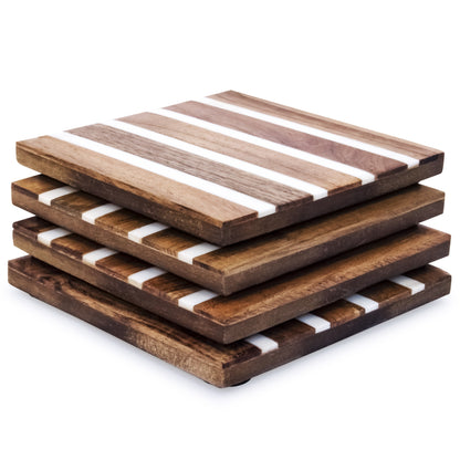 Mascot Hardware Beautiful Square Diagonal Wood Coaster (Set of 4)