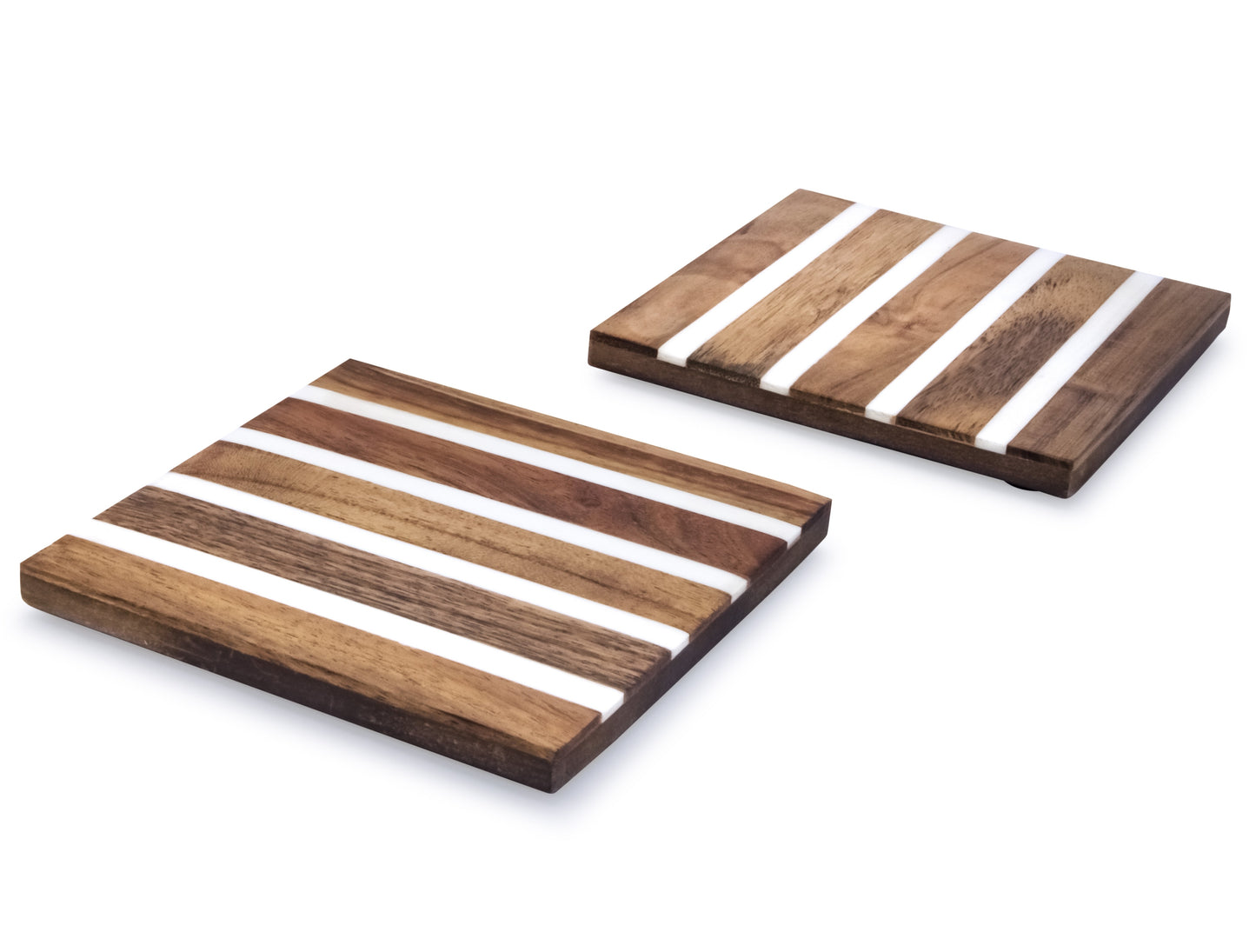 Mascot Hardware Beautiful Square Diagonal Wood Coaster (Set of 4)
