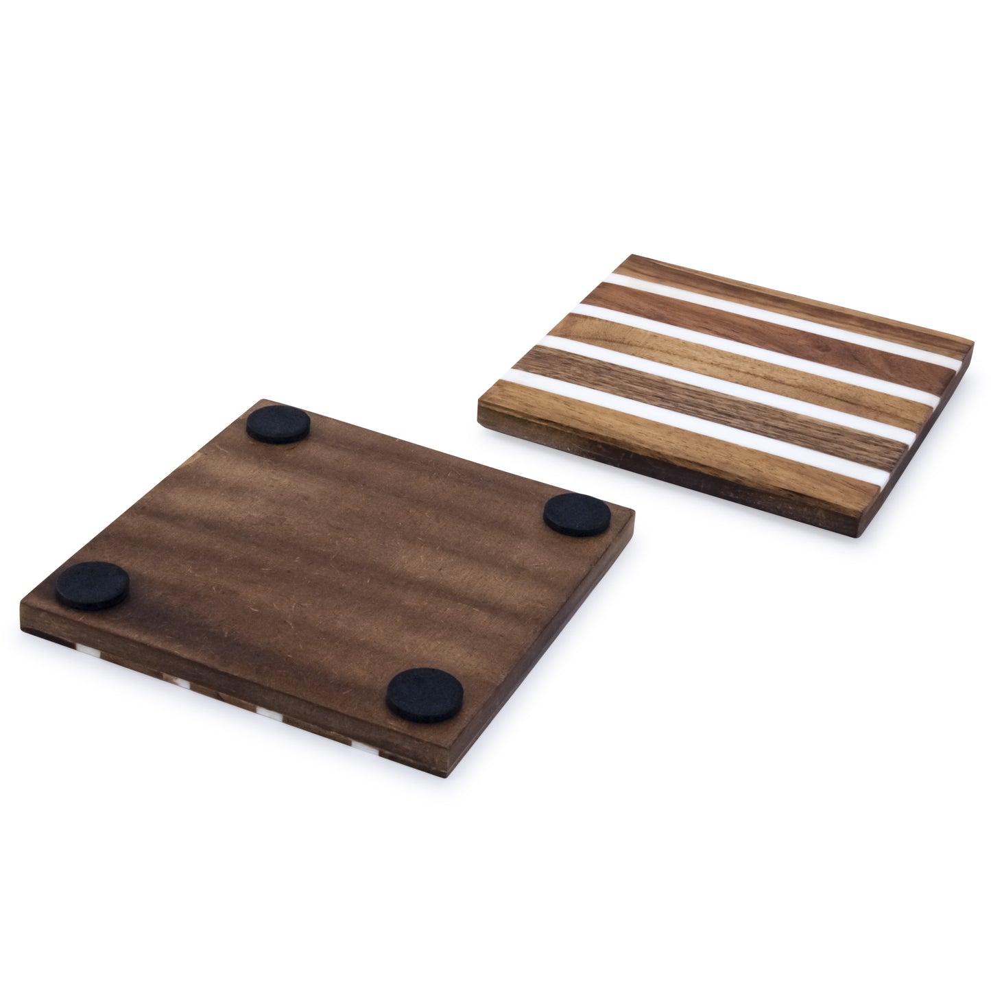 Mascot Hardware Beautiful Square Diagonal Wood Coaster (Set of 4)