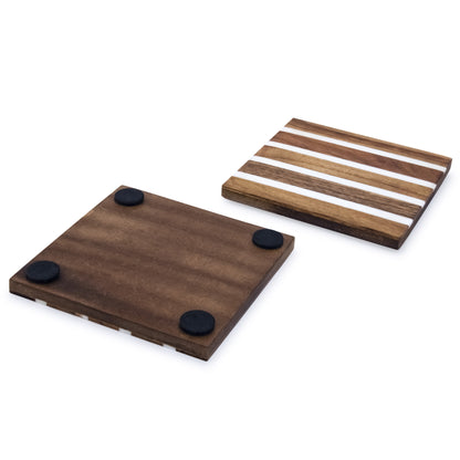 Mascot Hardware Beautiful Square Diagonal Wood Coaster (Set of 4)