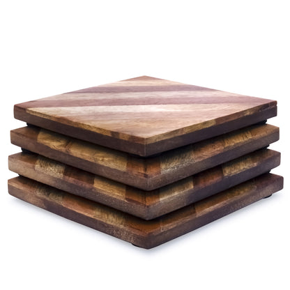 Mascot Hardware Checkered Diagonal  Wooden Coasters Set of 4